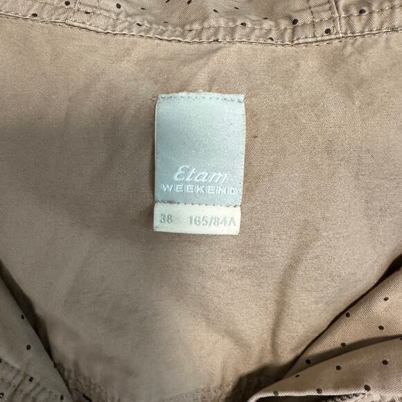 Vintage Brown Polka Dot 90s Y2K Cropped Trench Coat Jacket Hooded Pockets 8 - Picture 7 of 7